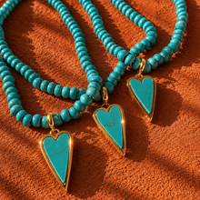 Load image into Gallery viewer, ••NEW•• TURQUOISE HEART BEADED NECKLACE