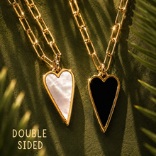 Load image into Gallery viewer, DOUBLE SIDED♥LARGE ♥ RAVING HEART ♥ PEARL & BLACK ♥ GOLD