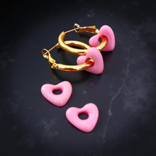 Load image into Gallery viewer, HEART CHARM HOOP ⫸ EARRINGS