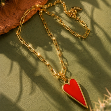 Load image into Gallery viewer, RED RAVING HEART♥ NECKLACE ♥ GOLD