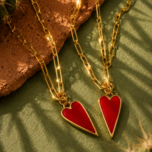 Load image into Gallery viewer, RED RAVING HEART♥ NECKLACE ♥ GOLD