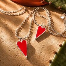 Load image into Gallery viewer, RED RAVING HEART♥ NECKLACE ♥SILVER METAL