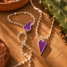Load image into Gallery viewer, RAVING HEART PURPLE NECKLACE 💟SILVER METAL