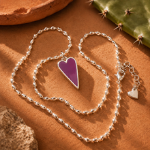 Load image into Gallery viewer, RAVING HEART PURPLE NECKLACE 💟SILVER METAL