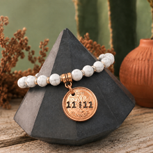 Load image into Gallery viewer, ••last one • 11:11 WHITE HOWLITE LUCKY PENNY BRACELET