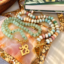 Load image into Gallery viewer, ••ONE OF A KIND•• AMAZONITE + CORAL &amp; TIGERS EYE HEART NECKLACE
