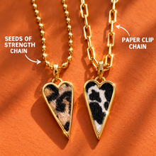 Load image into Gallery viewer, ••NEW•• WILD CHILD (double sided) ⚡️ANIMAL PRINT HEART NECKLACE
