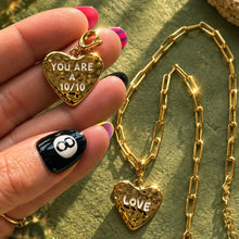 Load image into Gallery viewer, ••NEW•• YOUR A 10/10 SELF LOVE 💕 HEART 🖤 MANTRA NECKLACE (double sided)
