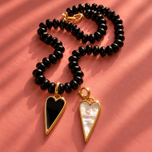 Load image into Gallery viewer, ••ONE OF A KIND•• BLACK ONYX HEART + BLACK ONYX GEMSTONE NECKLACE ✨
