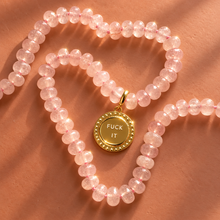 Load image into Gallery viewer, ••ONE OF A KIND•• FUCK IT + ROSE QUARTZ GEMSTONE NECKLACE ✨
