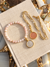 Load image into Gallery viewer, ••NEW•• PINK MOONSTONE 🌙DIME BRACELET
