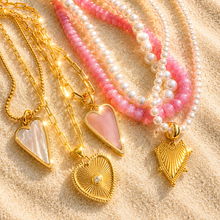 Load image into Gallery viewer, ••NEW•• PINK SEA SHELL HEART NECKLACE **(double sided)**
