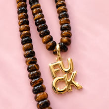 Load image into Gallery viewer, ••ONE OF A KIND•• FUCK + TIGERS EYE NECKLACE ✨
