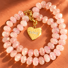 Load image into Gallery viewer, ••ONE OF A KIND•• LOVE HEART + PINK QUARTZ GEMSTONE NECKLACE ✨

