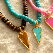Load image into Gallery viewer, ••NEW•• TURQUOISE HEART BEADED NECKLACE
