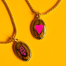 Load image into Gallery viewer, OVAL HEART 🖤 MANTRA NECKLACE 🩷🖤🤍
