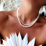 **NEW** PRETTY GIRL PEARL WHITE ⫸DBL NECKLACE