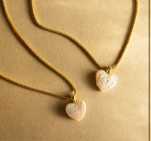 Load image into Gallery viewer, **NEW** HAND CARVED DBL  ⫸ PEARL HEART NECKLACE
