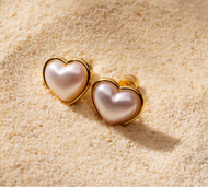 **NEW** DBL PEARL HEART STUD ⫸Earrings