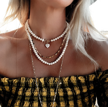 Load image into Gallery viewer, **TOP SELLER ** DBL PRETTY GIRL ⫸ PEARL HEART CHOKER
