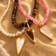 Load image into Gallery viewer, ••NEW•• PINK SEA SHELL HEART NECKLACE **(double sided)**
