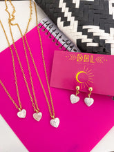Load image into Gallery viewer, PEARL HEART NECKLACE &amp; EARRINGS ⫸HAND CARVED
