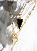 Load image into Gallery viewer, 2 in 1 🖤 GOLD 🖤PEARL &amp; BLACK ONYX 🖤 HEART NECKLACE
