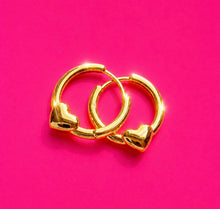 Load image into Gallery viewer, ••NEW•• HEART HOOP EARRINGS ☀️
