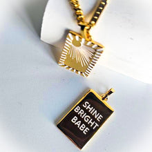 Load image into Gallery viewer, SHINE BRIGHT BABE ⫸DOUBLE SIDED SUN☼ DBL MANTRA NECKLACE ☼
