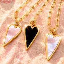 Load image into Gallery viewer, DOUBLE SIDED♥HAPPY HEART ♥ PEARL &amp; BLACK ♥ GOLD
