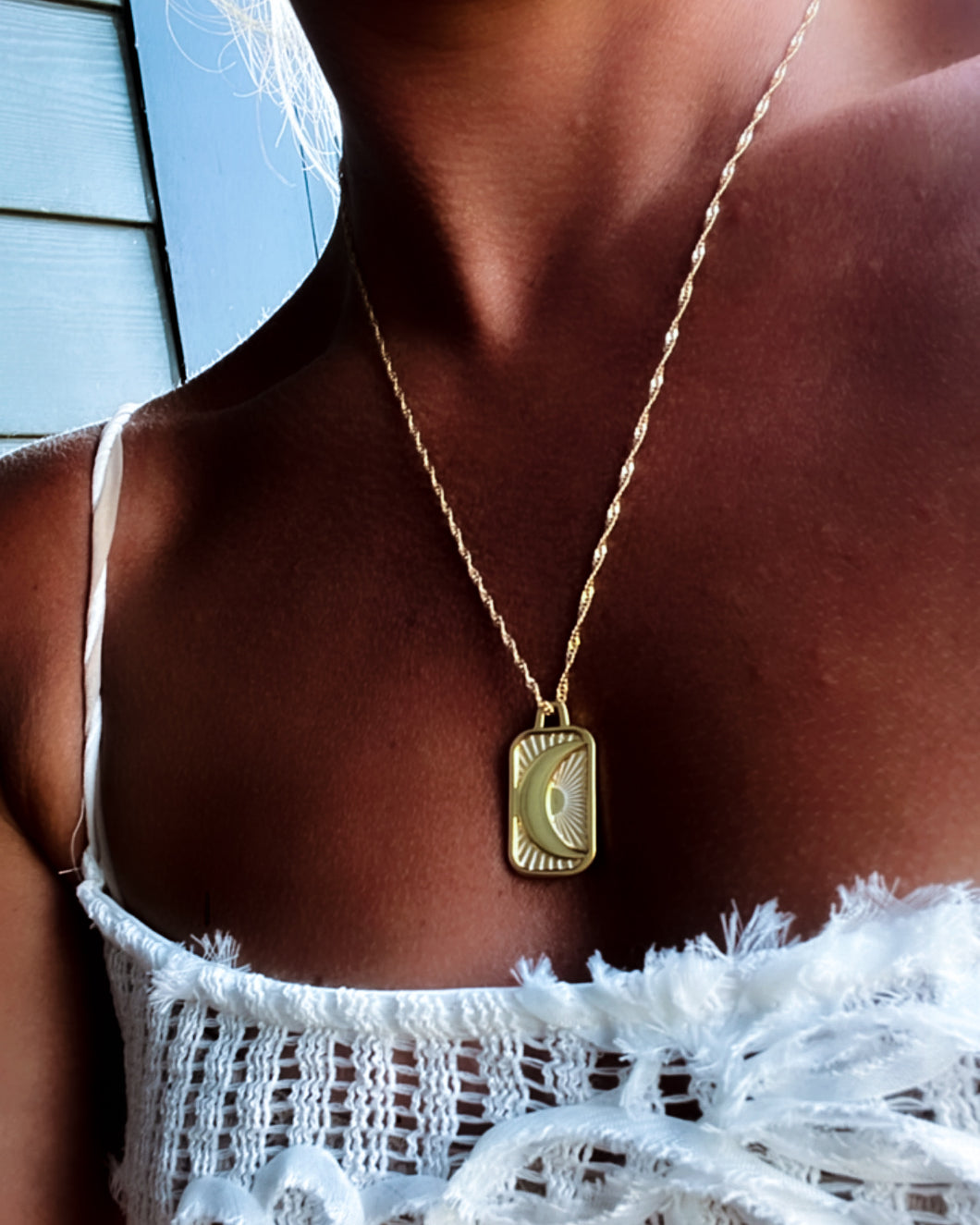 🌙BE THE LIGHT ⫸DOUBLE SIDED ⫸ DBL MOON ⫸MANTRA NECKLACE 🌙