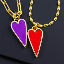 Load image into Gallery viewer, RED &amp; PURPLE HAPPY💜❤️ HEART NECKLACE💜❤️(SILVER &amp; GOLD)
