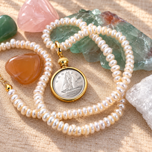 Load image into Gallery viewer, ••NEW•• DIME &amp; PENNY - PEARL CHARM ✨NECKLACE
