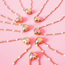 Load image into Gallery viewer, DELICATE GOLD HEART &amp; WHITE BALL CHAIN
