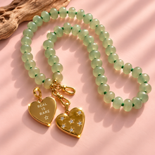 Load image into Gallery viewer, ••ONE OF A KIND•• GREEN ADVENTURINE + SPARKLE HEART NECKLACE✨
