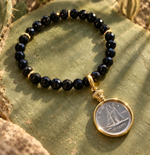 Load image into Gallery viewer, ••NEW•• BLACK ONYX 🖤 DIME &amp; PENNY ✨GEMSTONE LOCKET BRACELET
