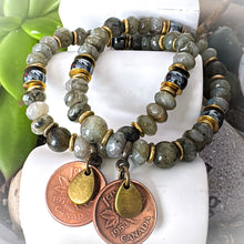Load image into Gallery viewer, LUCKY PENNY 🤍hematite &amp; labradorite 💫

