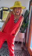 Load image into Gallery viewer, KRISTAS CLOSET 🩷RED ❤️❤️FREE PEOPLE INSPIRED OVERALLS(xs/s)
