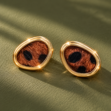 Load image into Gallery viewer, ••NEW•• WILD CHILD ANIMAL PRINT OVAL ✨EARRINGS
