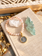 Load image into Gallery viewer, ••NEW•• PINK MOONSTONE 🌙DIME BRACELET
