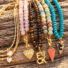 Load image into Gallery viewer, ••ONE OF A KIND•• AMAZONITE + CORAL &amp; TIGERS EYE HEART NECKLACE
