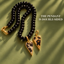 Load image into Gallery viewer, ••ONE OF A KIND•• ANIMAL PRINT HEART + BLACK ONYX GEMSTONE NECKLACE ✨
