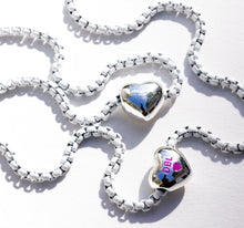 Load image into Gallery viewer, ELECTRIC LOVE 🖤DBL🖤HEART CHARM NECKLACE
