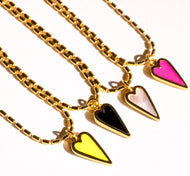 ••NEW••MINI  💕DOUBLE SIDED HAPPY 🩷HEART💛Necklace