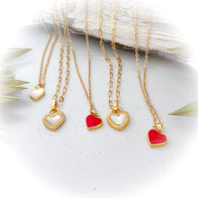 Load image into Gallery viewer, MINI ❤️DOUBLE SIDED ⫸PEARL HEART ⫸NECKLACE❤️ one side red
