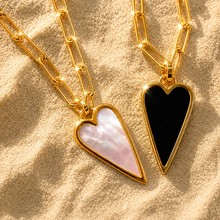 Load image into Gallery viewer, DOUBLE SIDED♥HAPPY HEART ♥ PEARL &amp; BLACK ♥ GOLD
