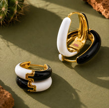 Load image into Gallery viewer, DOUBLE SIDED --BLACK &amp; WHITE  ♥HAPPY ♥ HOOPS
