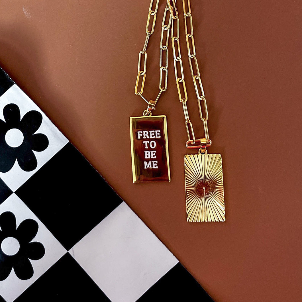 ••SALE•• 
FREE TO BE ME ⫸ SUNBURST ⫸DOUBLE SIDED ⫸DBL MANTRA NECKLACE