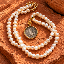 Load image into Gallery viewer, ••NEW•• DIME &amp; PENNY - PEARL CHARM ✨NECKLACE
