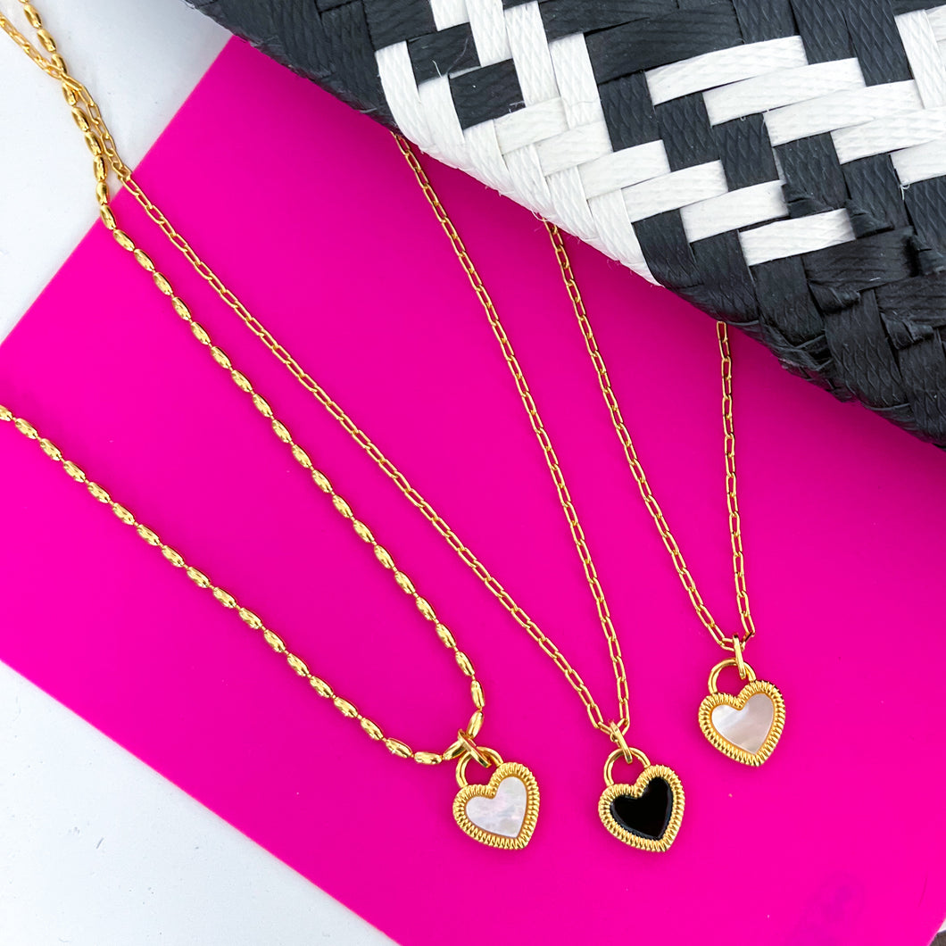 MINI ♥ OG PEARL HEART ♥ DOUBLE SIDED ♥ NECKLACE